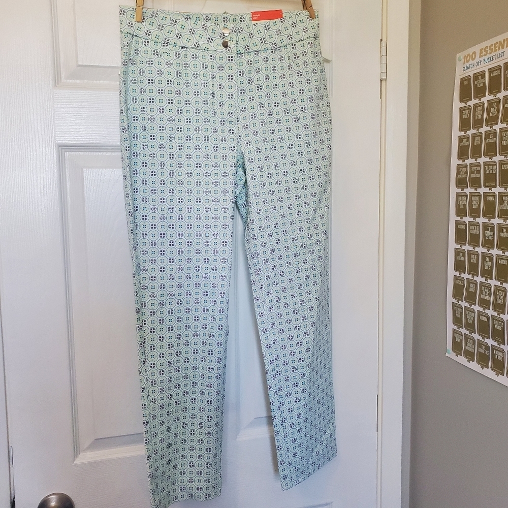 Patterned straight leg dress pants
